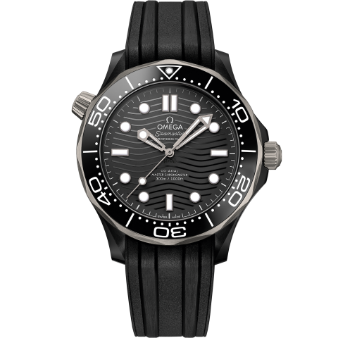 海马系列 300米潜水表 43.5毫米, 黑色陶瓷表壳 搭配 橡胶表带 - SKU码 210.92.44.20.01.001