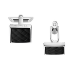 欧米茄Aqua系列 袖扣, 黑色橡胶, 精钢 - C92STA0509705