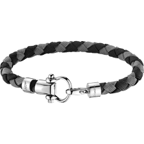 欧米茄Aqua系列 Sailing 手链, 黑色和灰色尼龙纤维编织手链, 精钢 - BA02CW00001R2