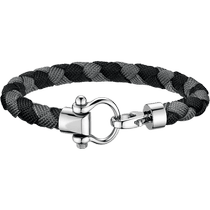 欧米茄Aqua系列 Sailing 手链, 黑色和灰色尼龙纤维编织手链, 精钢 - BA05CW0000103