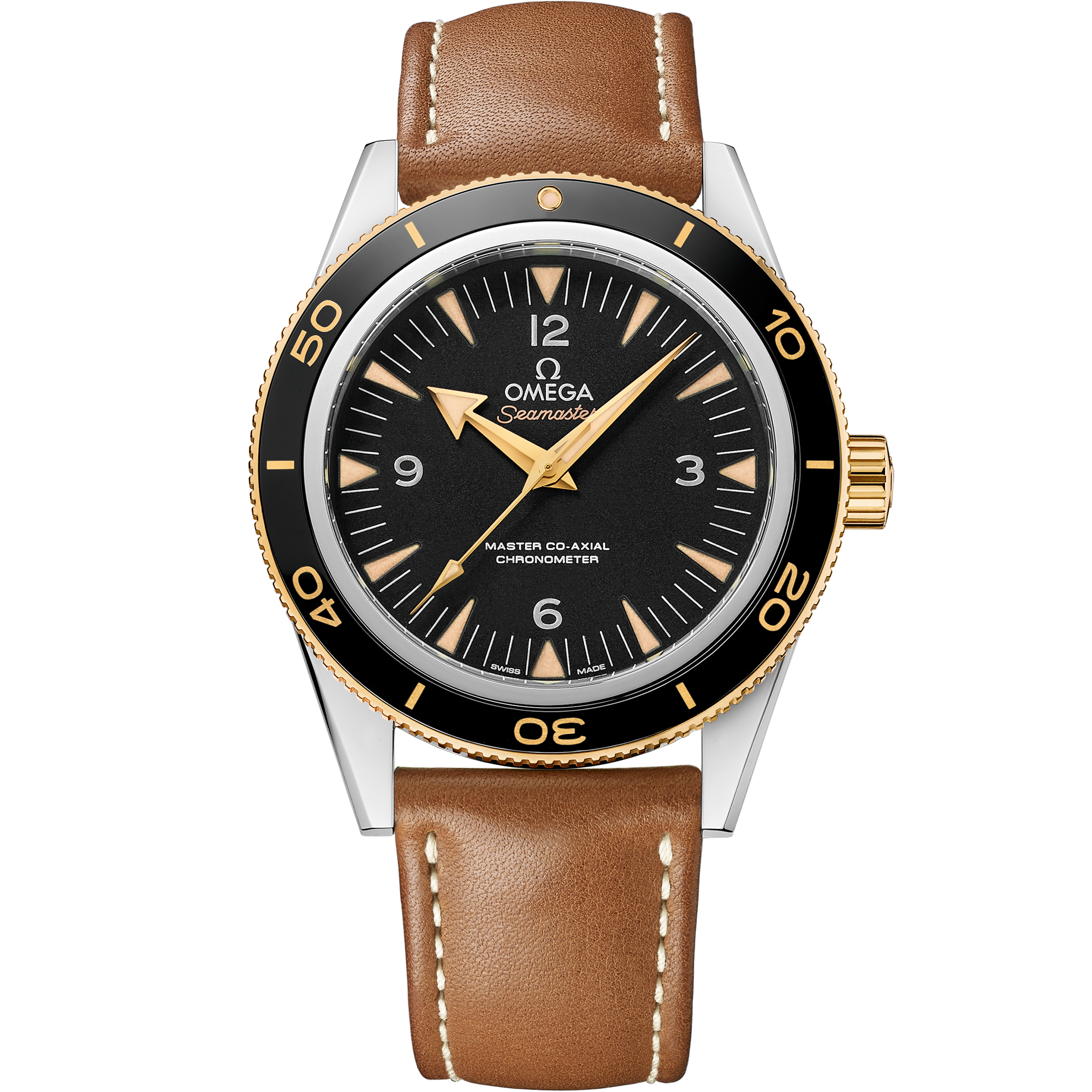 海马系列 海马300 41毫米, 精钢-黄色18 k金表壳 搭配 皮表带 - 233.22.41.21.01.001 - 影像 1