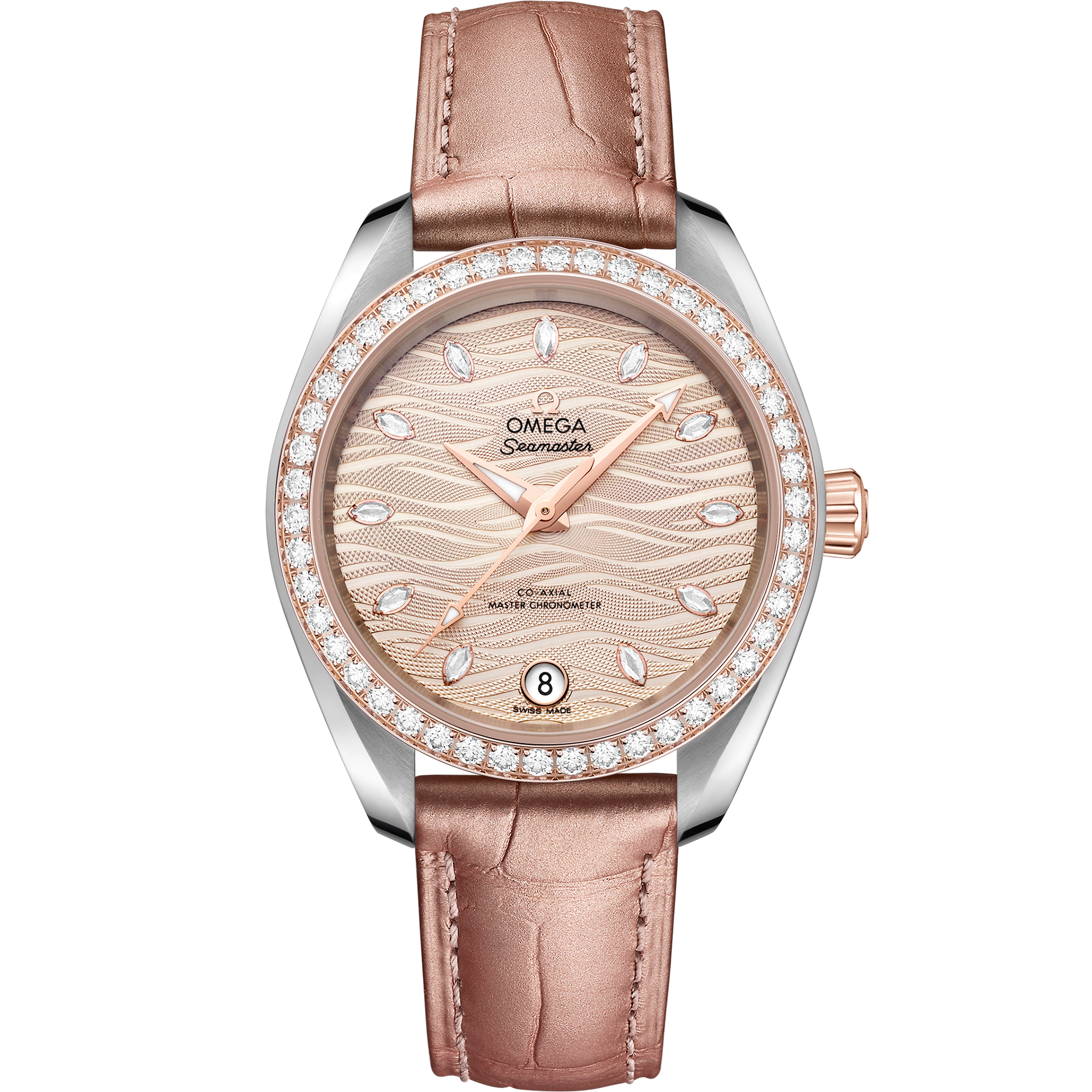 海马系列 AQUA TERRA 150米腕表 34毫米, 精钢-Sedna™ 18k金表壳 搭配 皮表带 - 220.28.34.20.59.001 - 影像 1