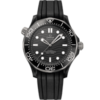 海马系列 300米潜水表 43.5毫米, 黑色陶瓷表壳 搭配 橡胶表带 - 210.92.44.20.01.001