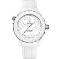 海马系列 300米潜<span class="nowrap">水表</span> 43.5毫米, 白色陶瓷-钛金属表壳 搭配 橡胶表带 - 52292442004002