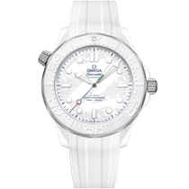 海马系列 300米潜<span class="nowrap">水表</span> 43.5毫米, 白色陶瓷-钛金属表壳 搭配 橡胶表带 - 52292442004002