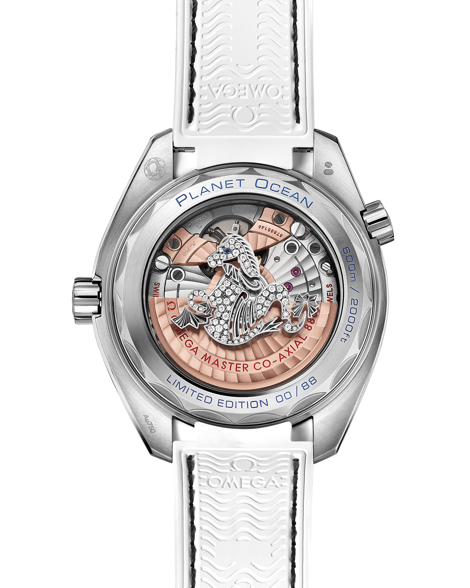 海马系列 海洋宇宙600米 39.5毫米, 白色k金表壳 搭配 内侧橡胶皮表带 - 215.58.40.20.05.001 - 影像 2