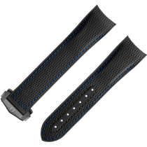 两件式表带 - 黑色橡胶表带，搭配折叠表扣，适用于海马系列海洋宇宙600米腕表 - 032CVZ005518