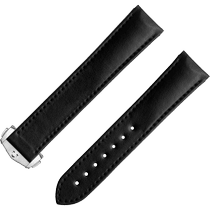 两件式表带 - 黑色素革表带，搭配折叠表扣 - 032Z017133