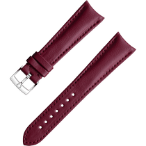 两件式表带 - 勃艮第红色素革表带，搭配针扣 - 032Z017137