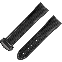 两件式表带 - 黑色橡胶表带，搭配折叠表扣，适用于海马系列海洋宇宙600米腕表 - 032CVZ005517