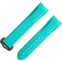 两件式表带 - 绿松石色橡胶表带，搭配折叠表扣，适用于海马系列海洋宇宙600米腕表 - 032Z018938
