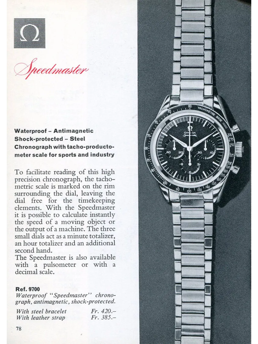 Vintage Omega Speedmaster CK 2998 watch advertisement
