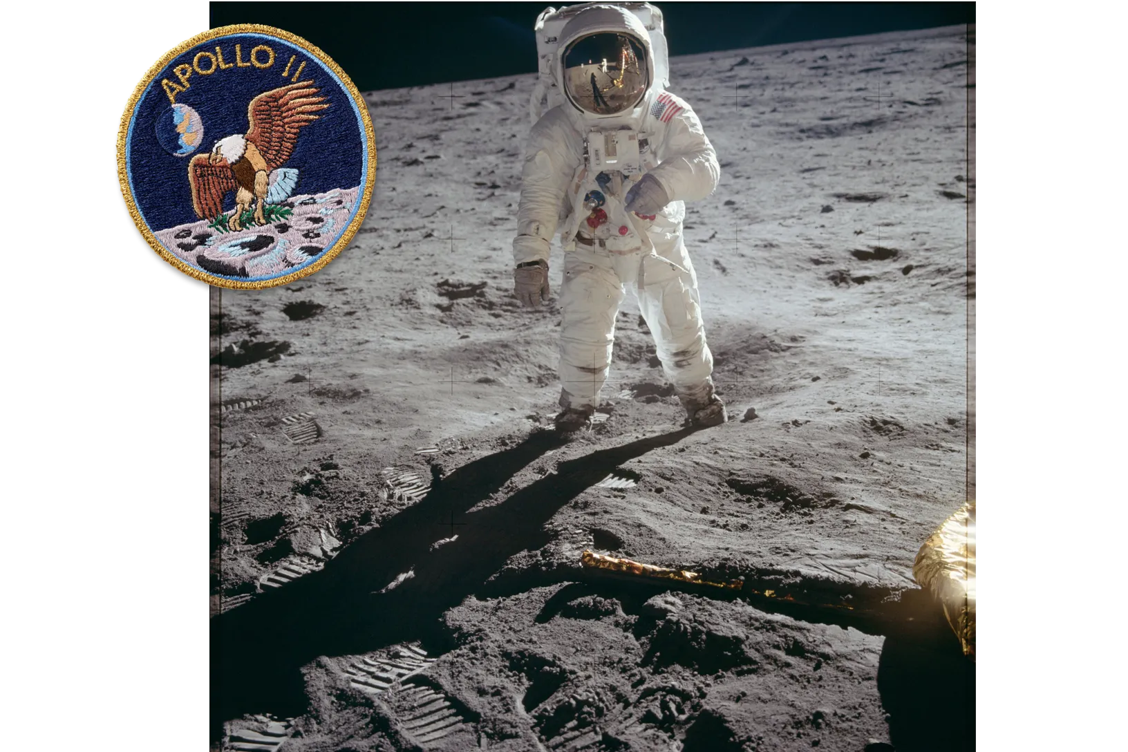Patch Apollo 11 and Nasa archive picture