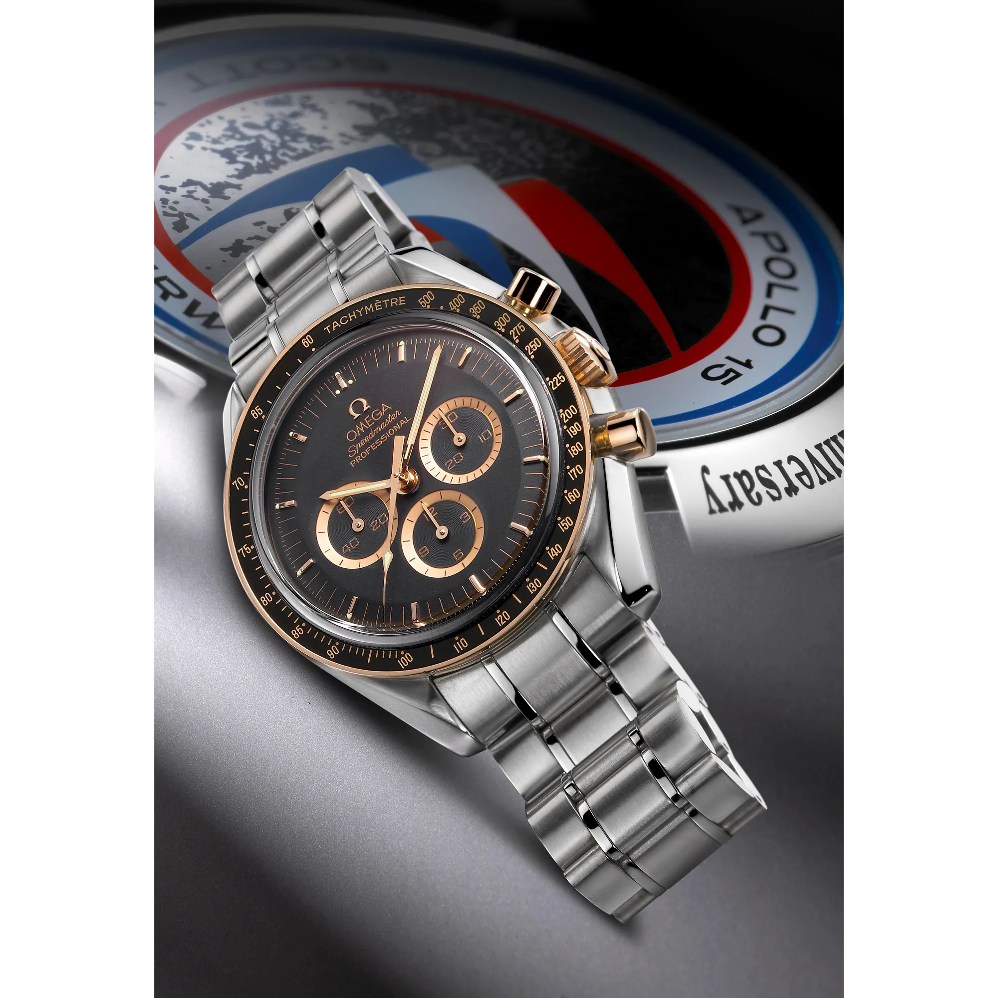 Apollo 15 watch closeup and caseback