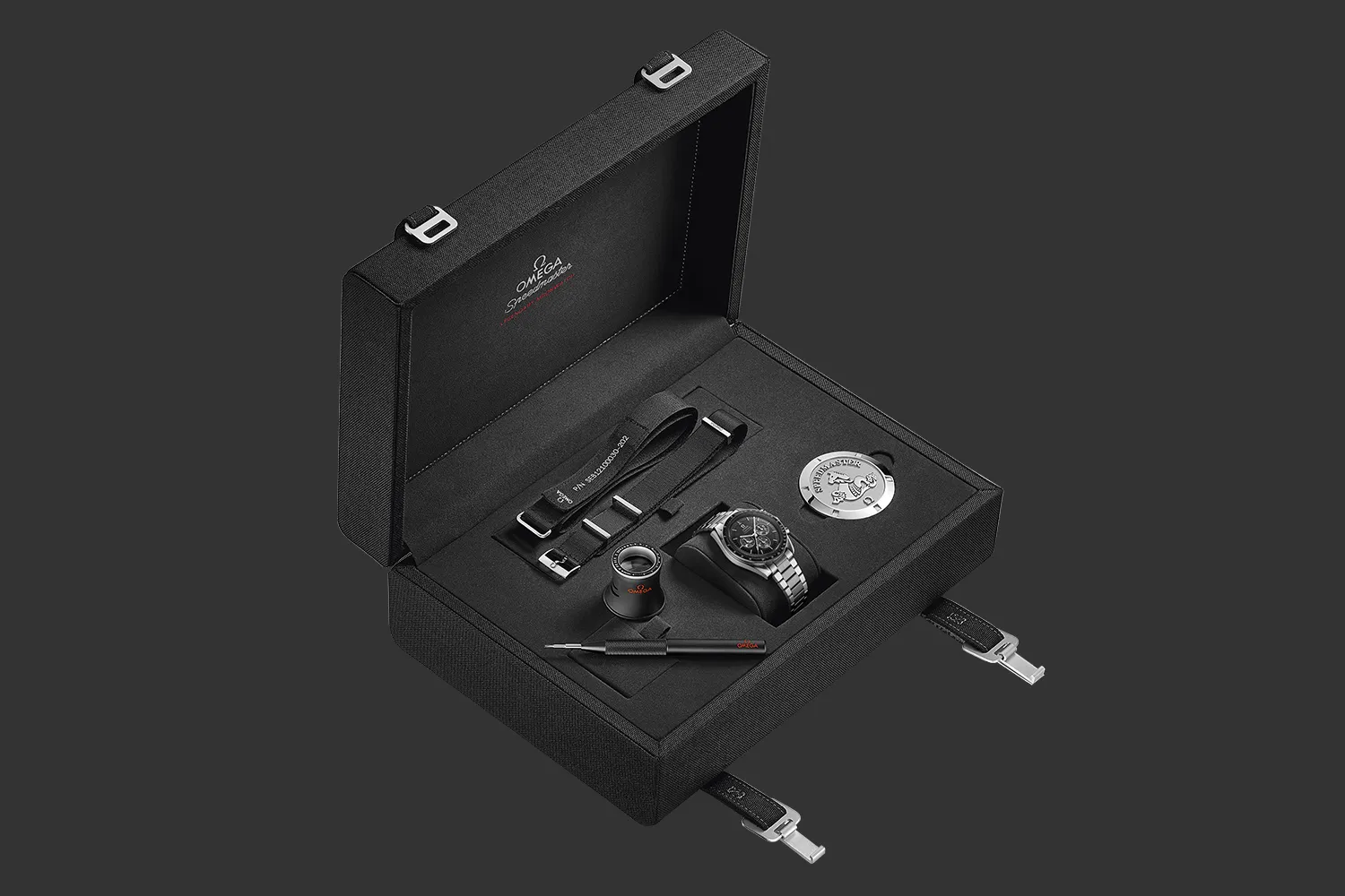 Open watch box with the Speedmaster