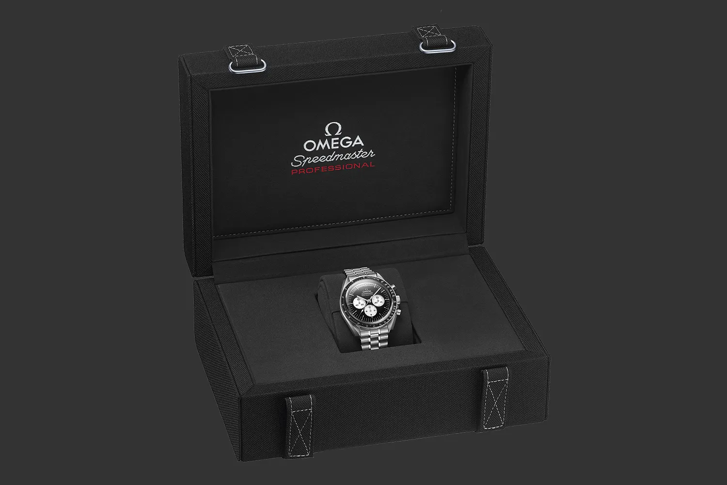 Open watch box with the Speedmaster